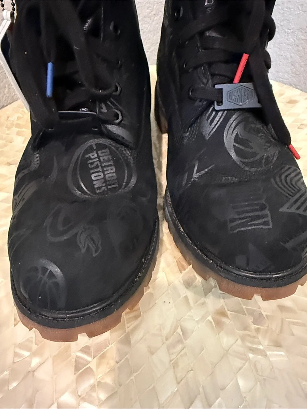 Timberland Black NBA Logo and teams Graphic Lace-Up Boot size 12 M